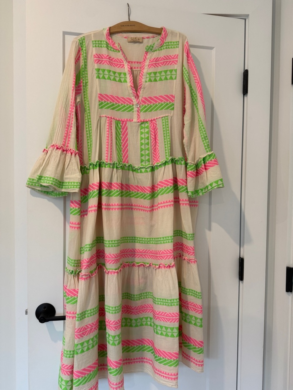 Neon Pink & Green Sofia Dress 
Made in Italy
